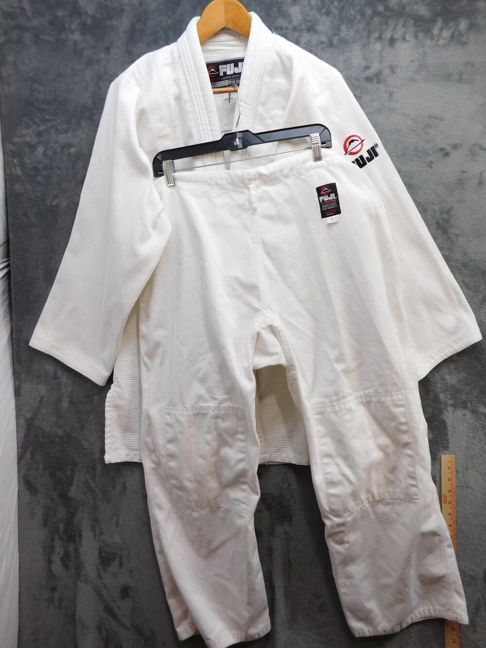 Fuji Gi Kimono Outfit Mens L White Polycotton Jacket Pants 2 Piece Pakistan